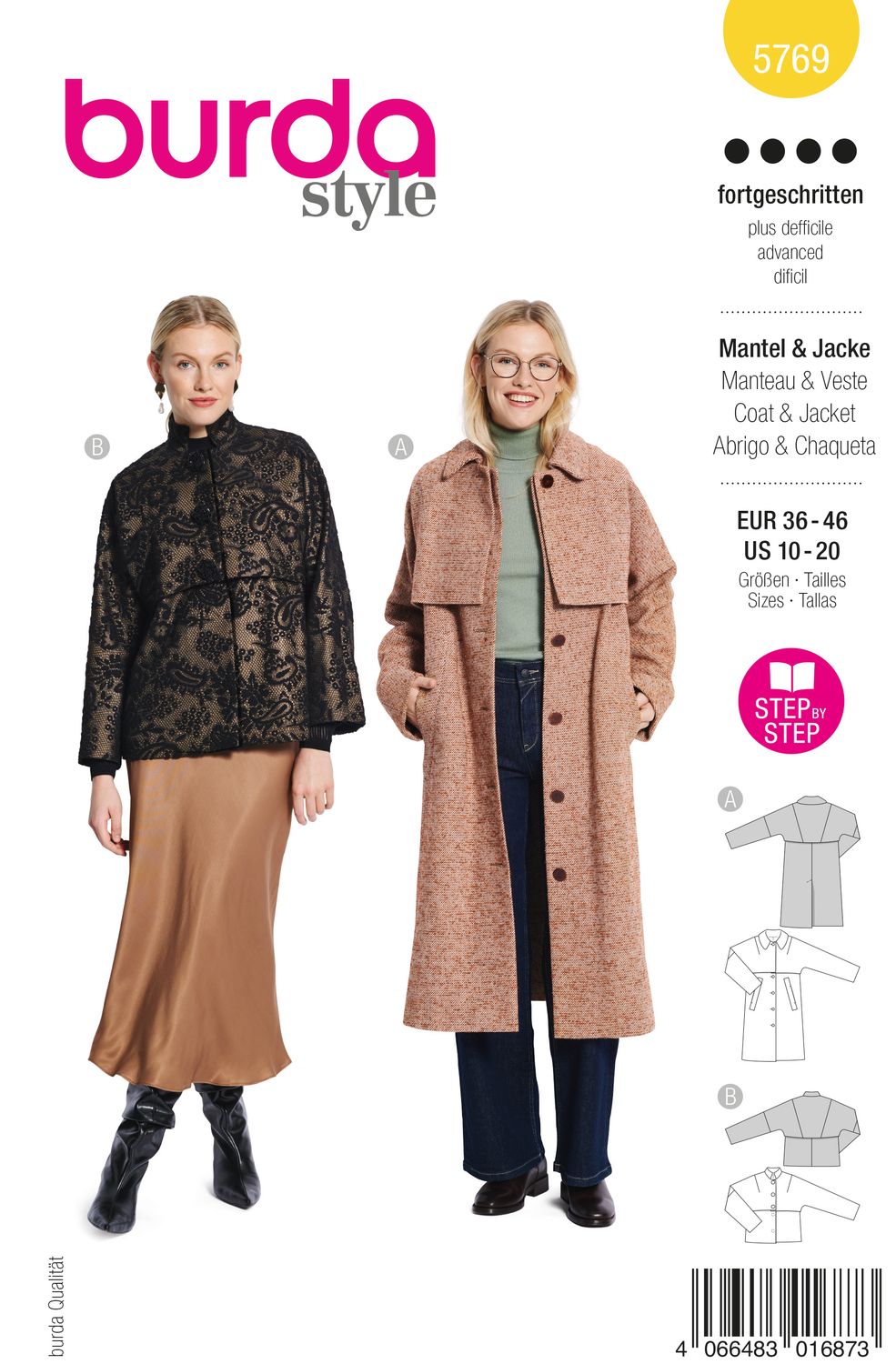 🧥 Burda 5769 – Snygg kappa/jacka med cape-effekt