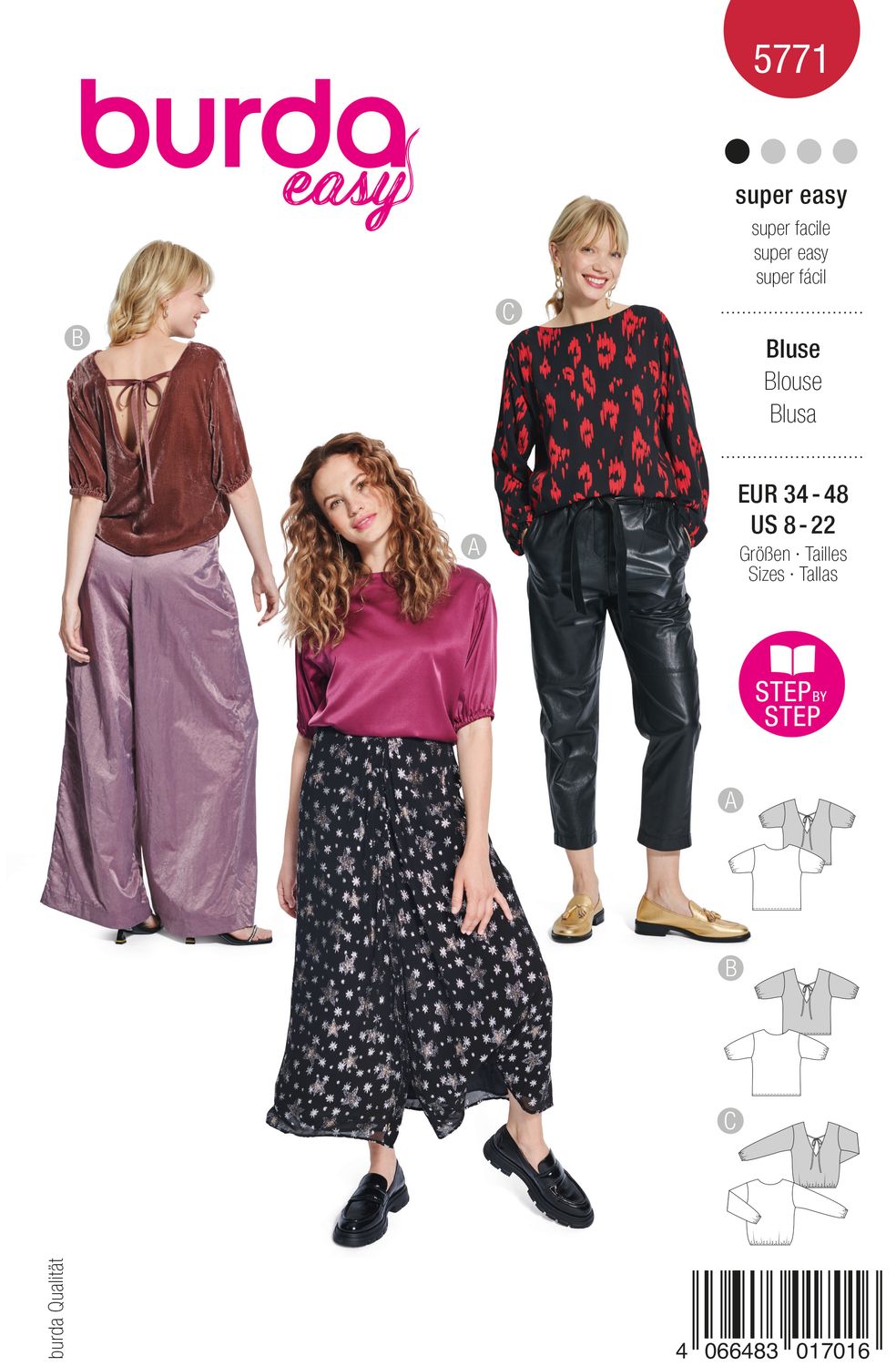 👚 Burda 5771 – Supersnygga damblusar i tre varianter
