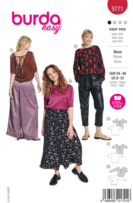 👚 Burda 5771 – Supersnygga damblusar i tre varianter