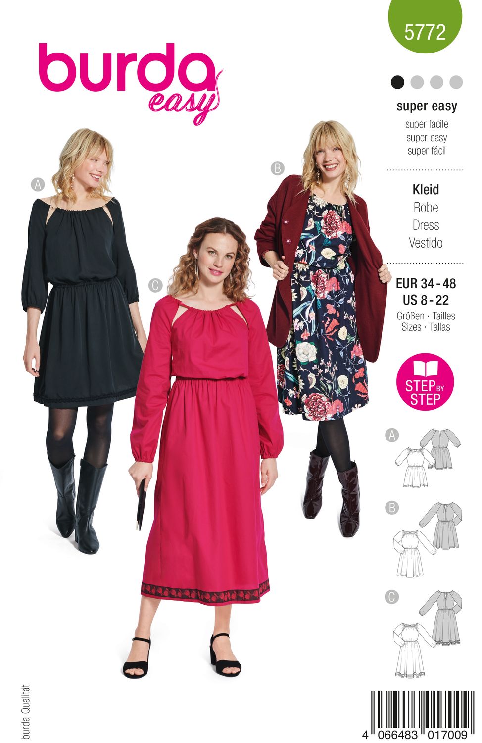 👗 Burda 5772 – Super-enkel klänning i tre varianter