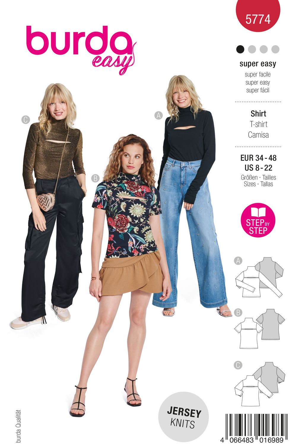 👕 Burda 5774 – Topp i tre stilar: polokrage, slits &amp; jersey