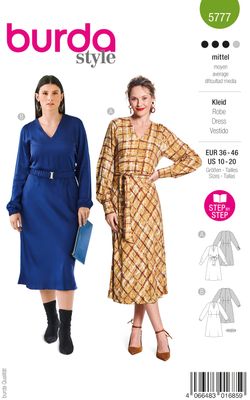 👗 Burda 5777 – Sportig midiklänning med bälte &amp; veckade ärmar