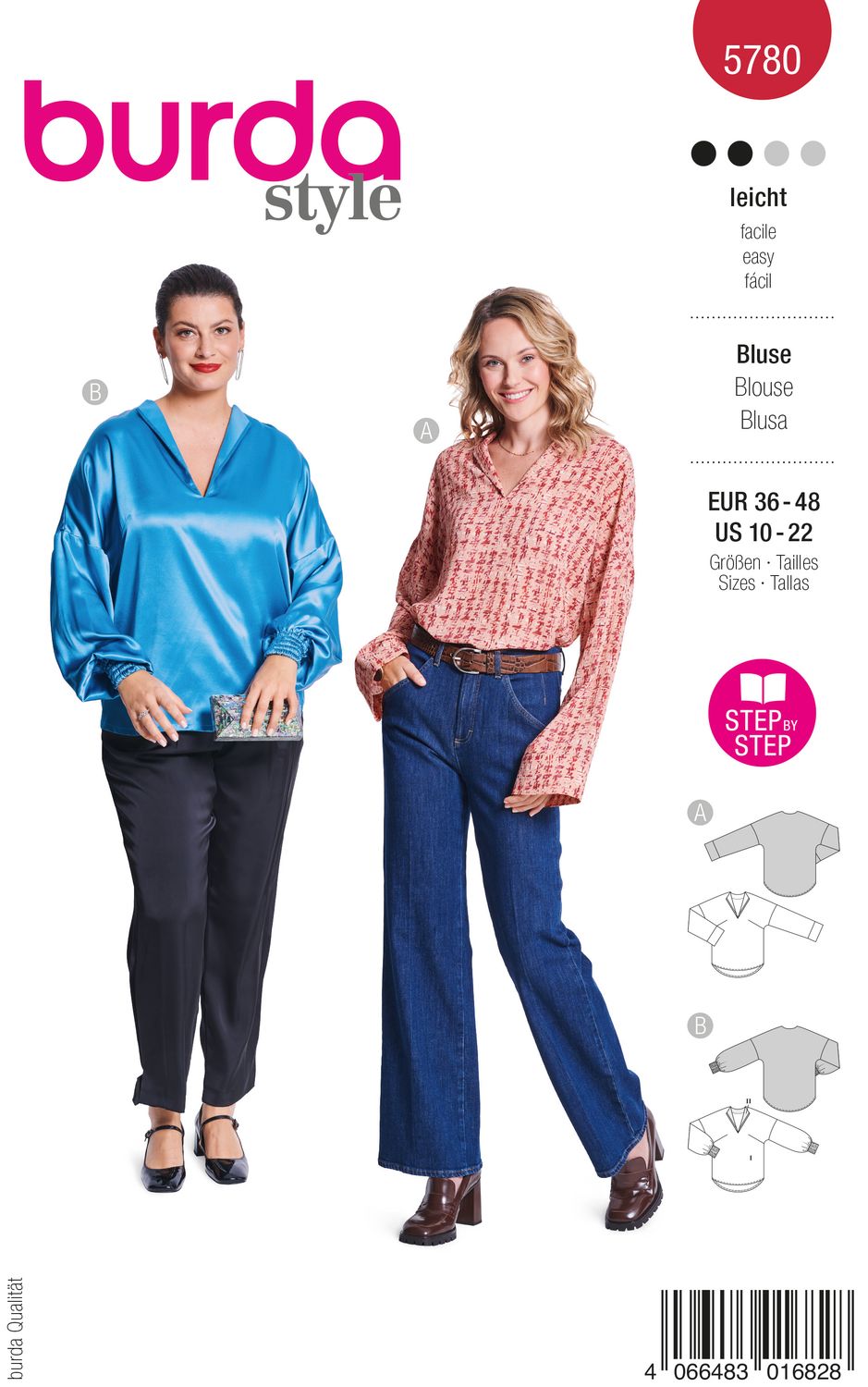 👚 Burda 5780 – Elegant blus utan knappslå