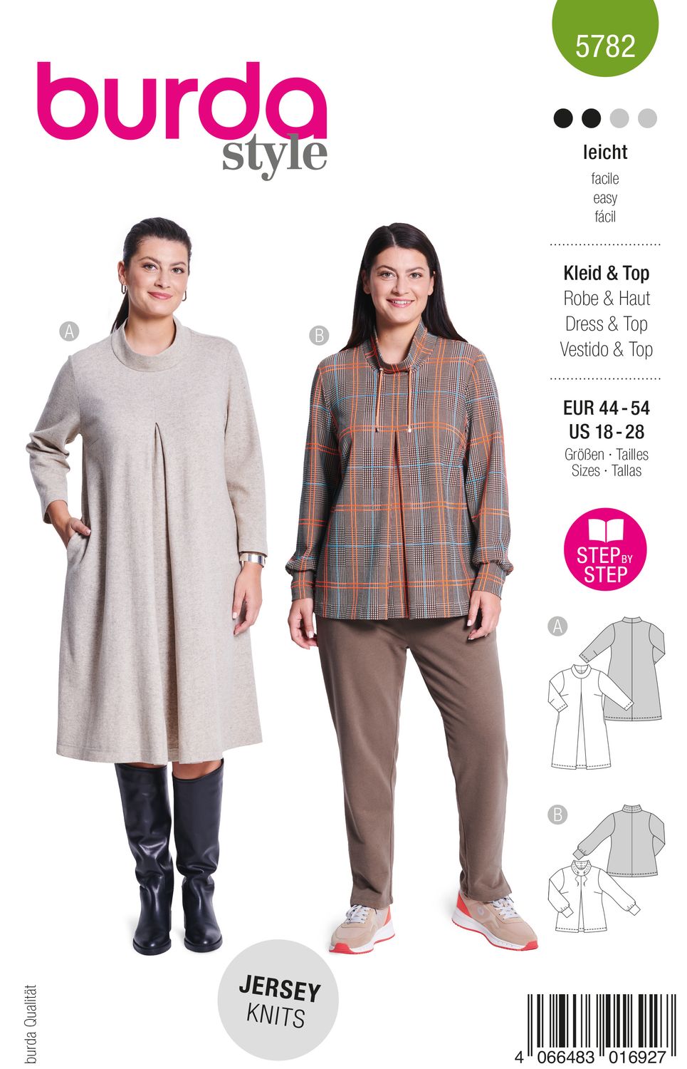 👗 Burda 5782 – Klänning eller tunika med ståkrage och boxveck