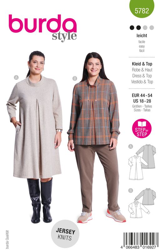 👗 Burda 5782 – Klänning eller tunika med ståkrage och boxveck