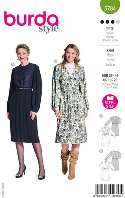 👗 Burda 5784 – Couture-klänning med voluminösa ärmar &amp; spetsdetalj