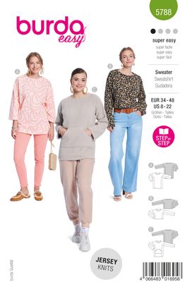 👚 Burda 5788 – Sweatshirt i tre längder för alla stilar
