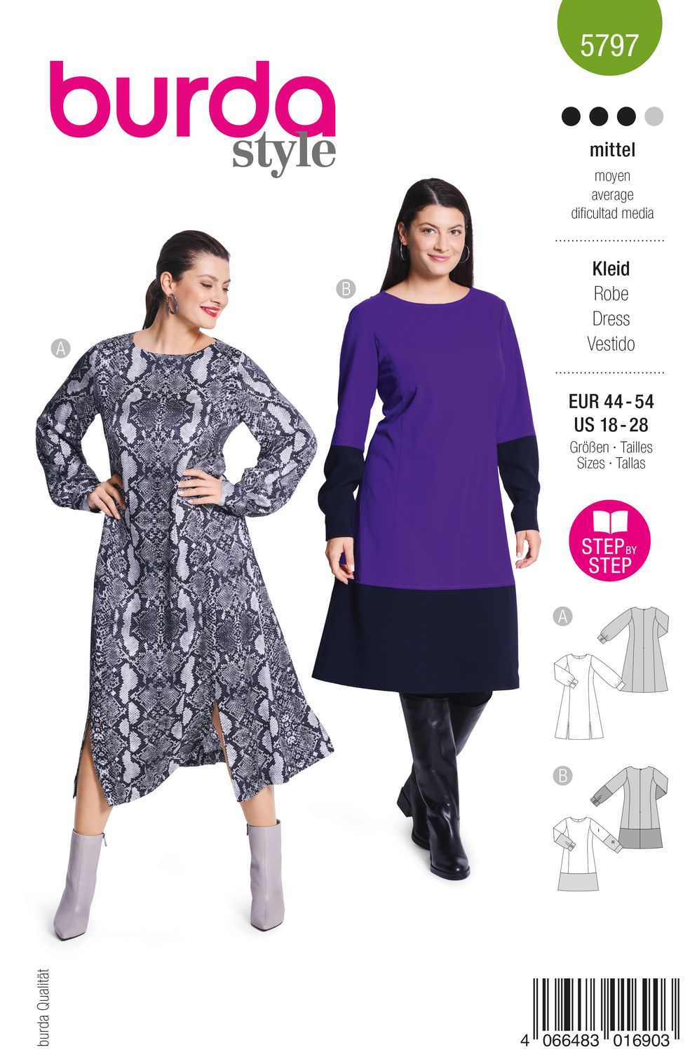 👗 Burda 5797 – A‑linjeklänning i två eleganta versioner
