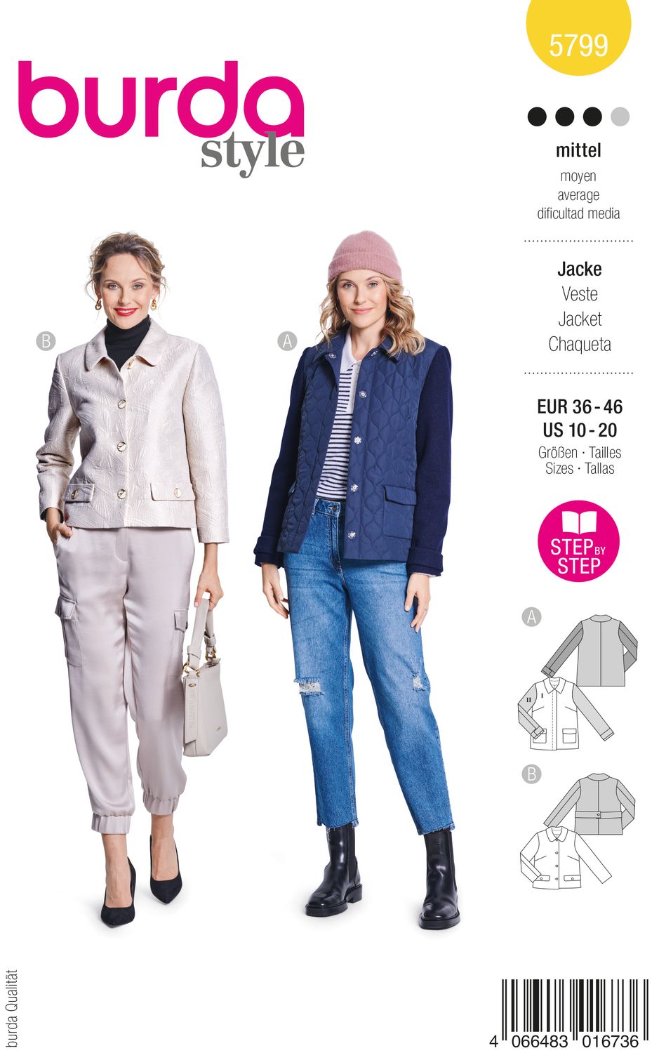 🧥 Burda 5799 – Trendig jacka i quiltat &amp; loden