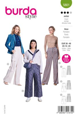 👖 Burda 5801 – Bred och elegant vid byxa med resårlinning