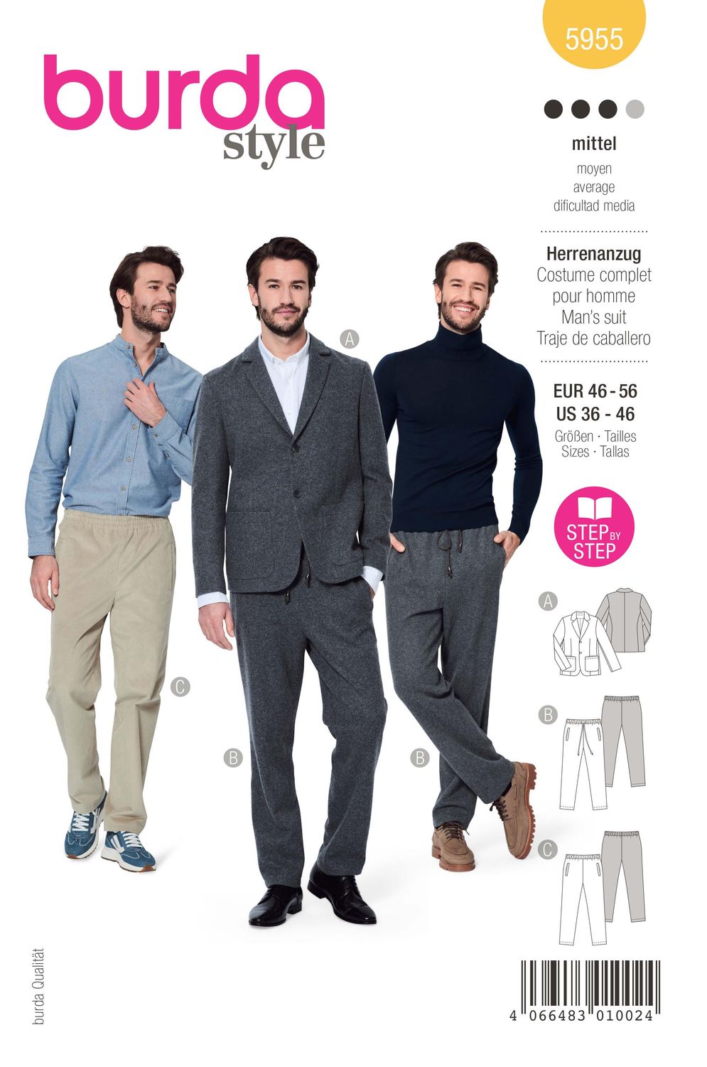 🤵 Burda 5955 – Elegant kostym med kavaj &amp; byxa
