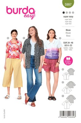 👚 Burda mönster 5997 – Raglanblus med krage &amp; knappslå