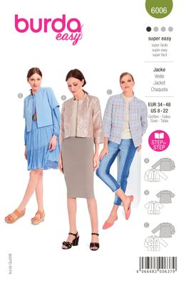 🧥 Burda mönster 6006 – Rak jacka med ståkrage &amp; fickor