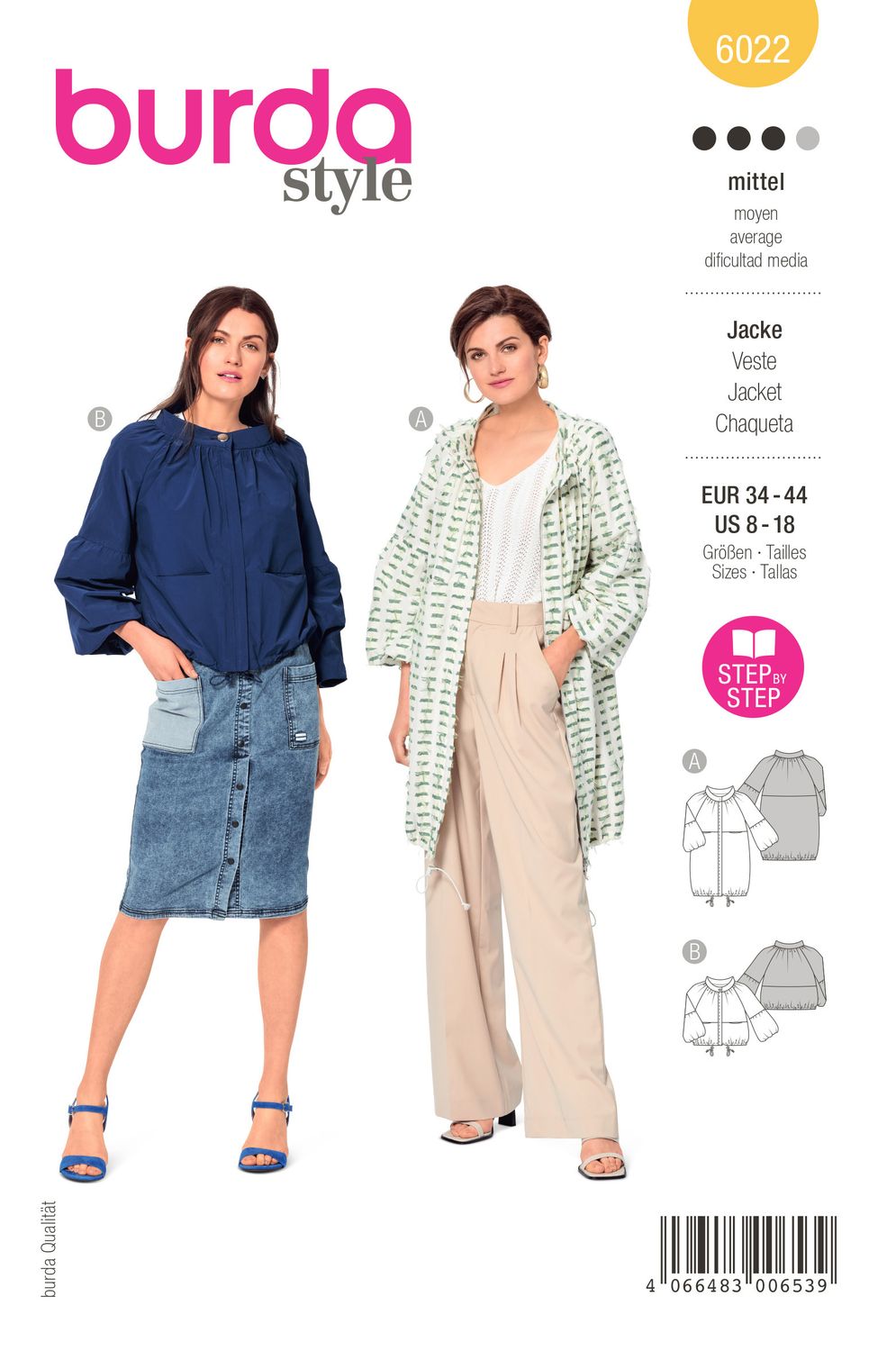 🧥 Burda mönster 6022 – Rak jacka med fickor &amp; knäppning