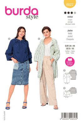 🧥 Burda mönster 6022 – Rak jacka med fickor &amp; knäppning