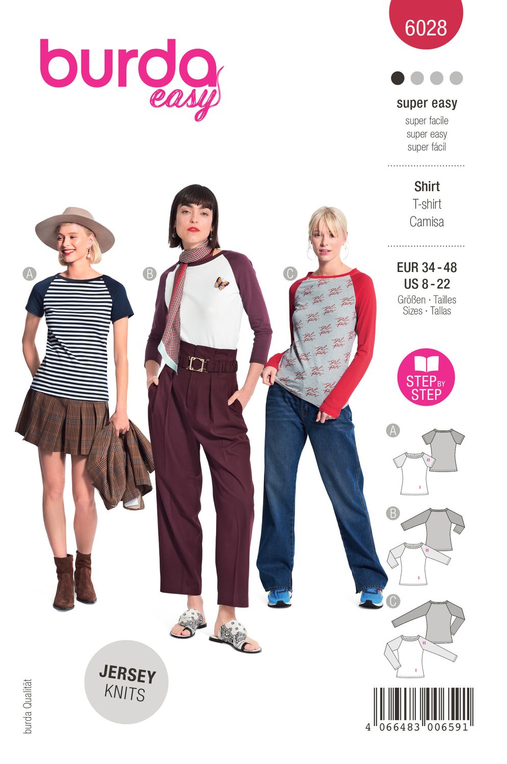 👚 Burda mönster 6028 – T-shirt/topp med raglanärm