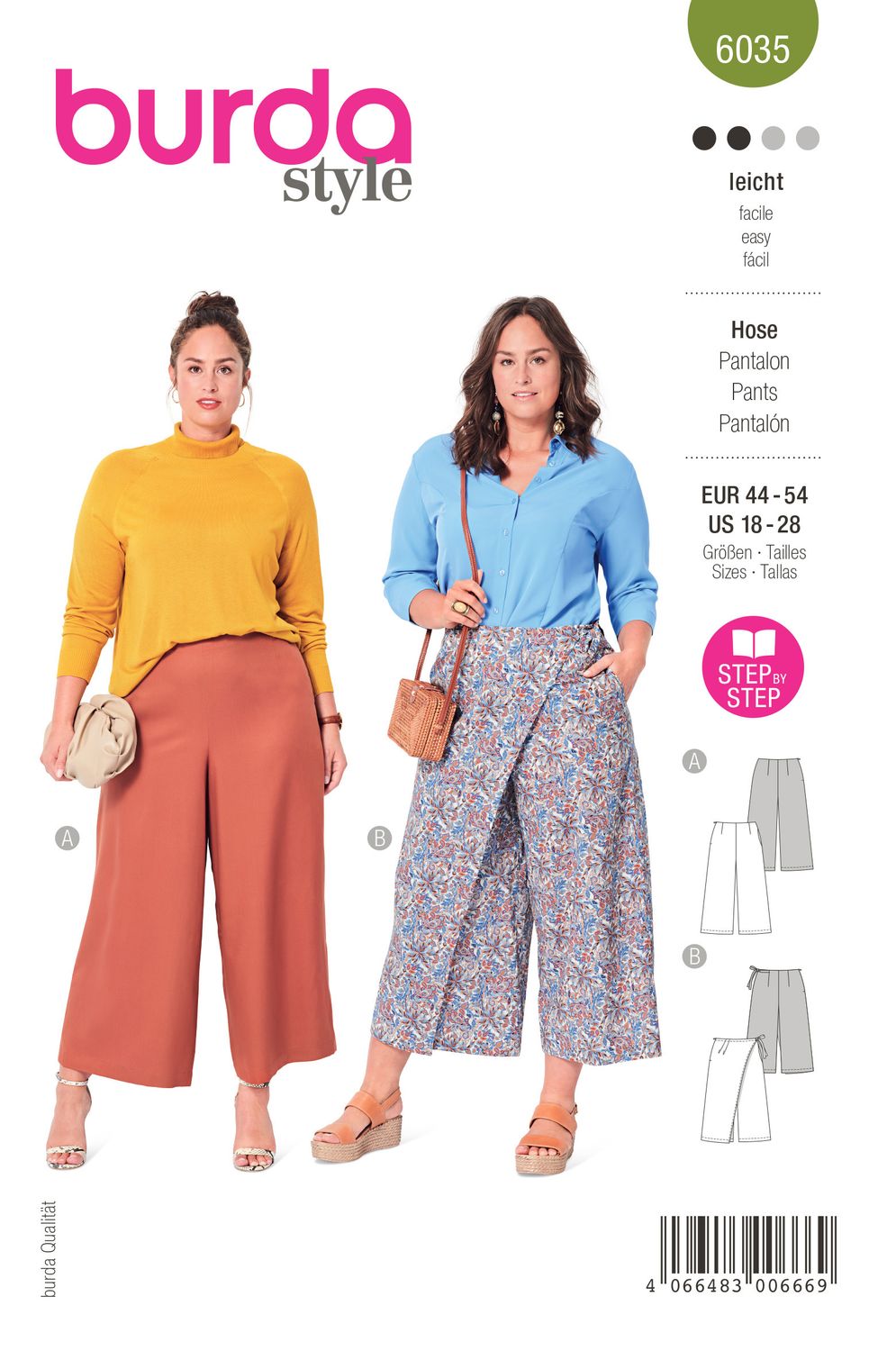 👖 Burda mönster 6035 – Vida byxor / culottes med overskirt-detalj