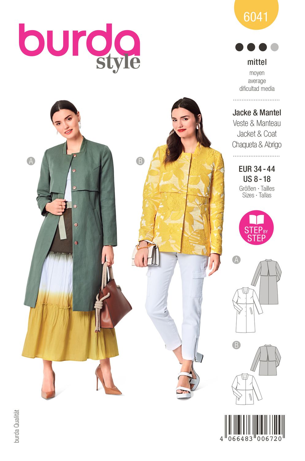 🧥 Burda mönster 6041 – Jacka eller kappa med ståkrage