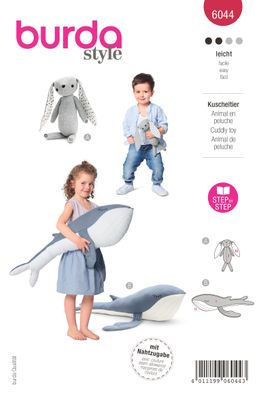 🐰 Burda mönster 6044 – Mjuka gosedjur: kanin &amp; val