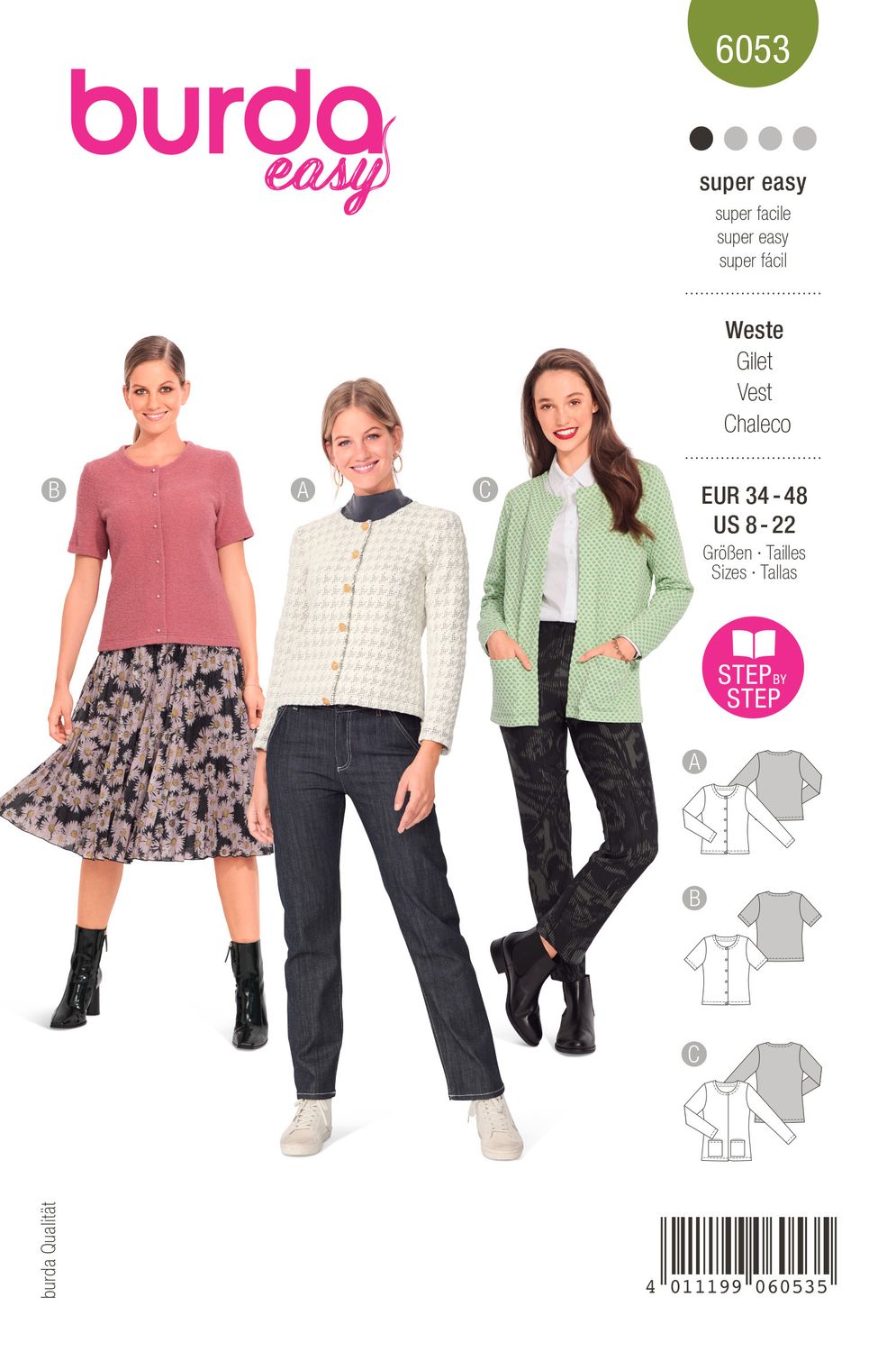 🧥 Burda mönster 6053 – Kofta / tunika med rund hals