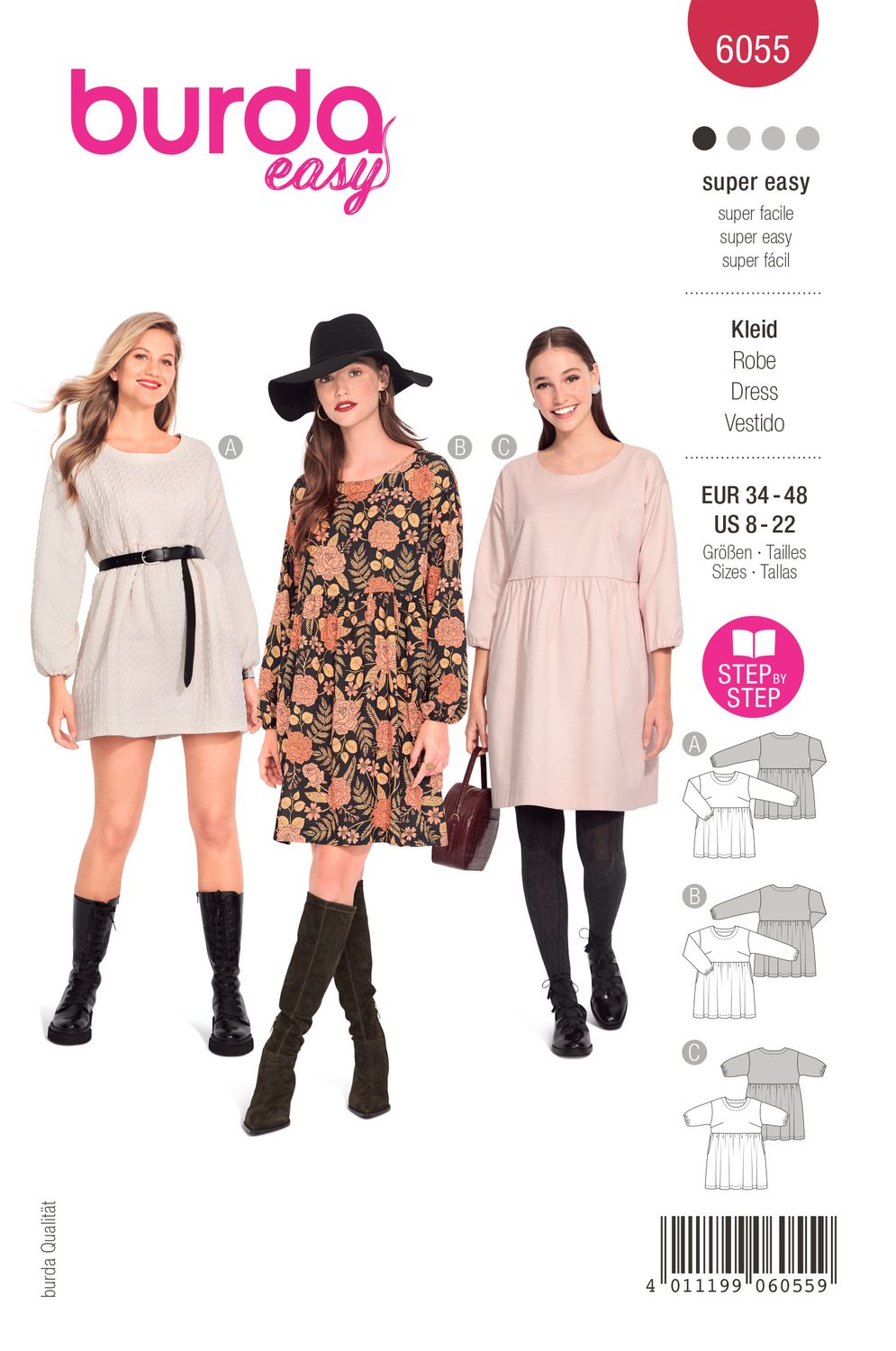 👗 Burda mönster 6055 – Ledig klänning med hög kjoldel