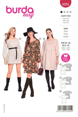 👗 Burda mönster 6055 – Ledig klänning med hög kjoldel
