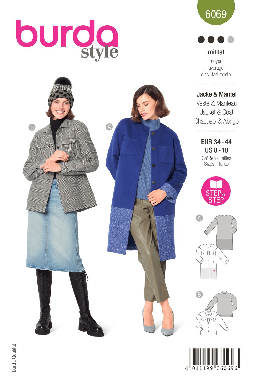 🧥 Burda mönster 6069 – Jacka &amp; kappa med färgblockering