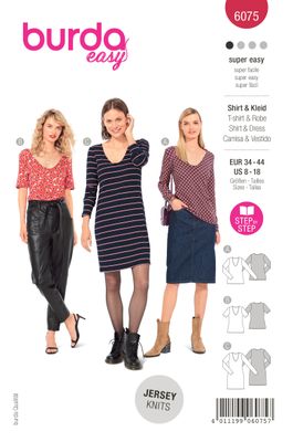 👗 Burda mönster 6075 – Figursydd topp &amp; klänning i trikå