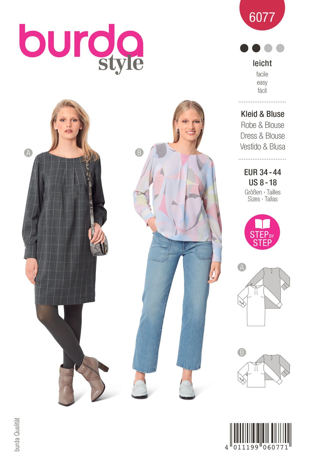 👗 Burda mönster 6077 – Klänning &amp; blus med fina veck