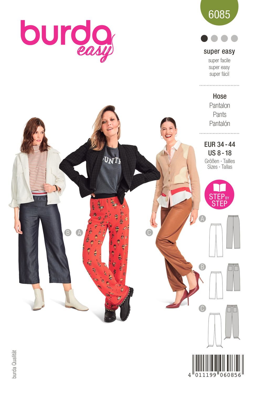 👖 Burda mönster 6085 – Tre varianter av bekväma byxor