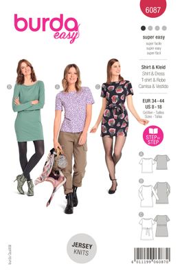 👚 Burda mönster 6087 – Stretchig topp &amp; klänning med dekorativ midjeband