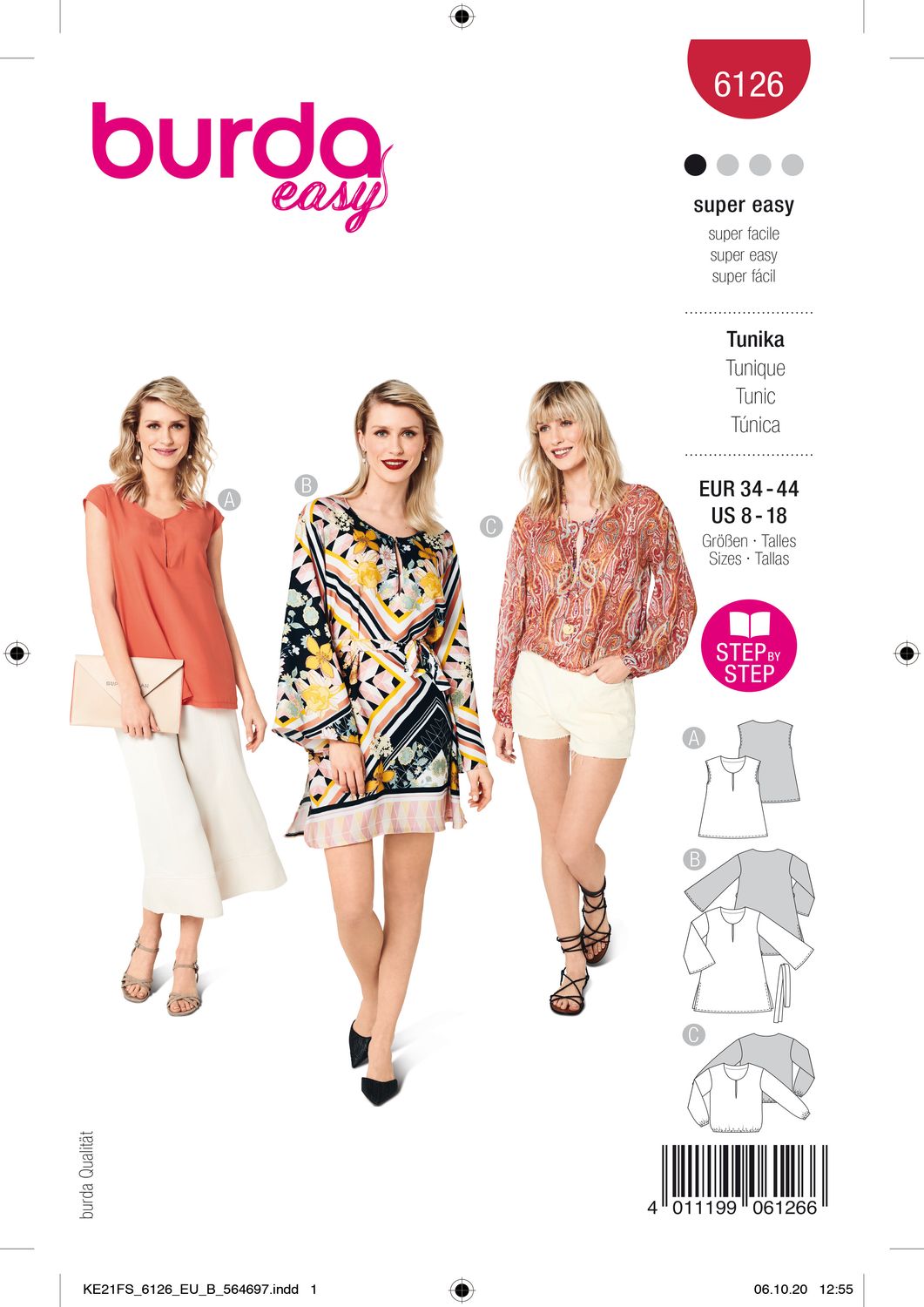 👗 Burda mönster 6126 – Tunikor i tre varianter
