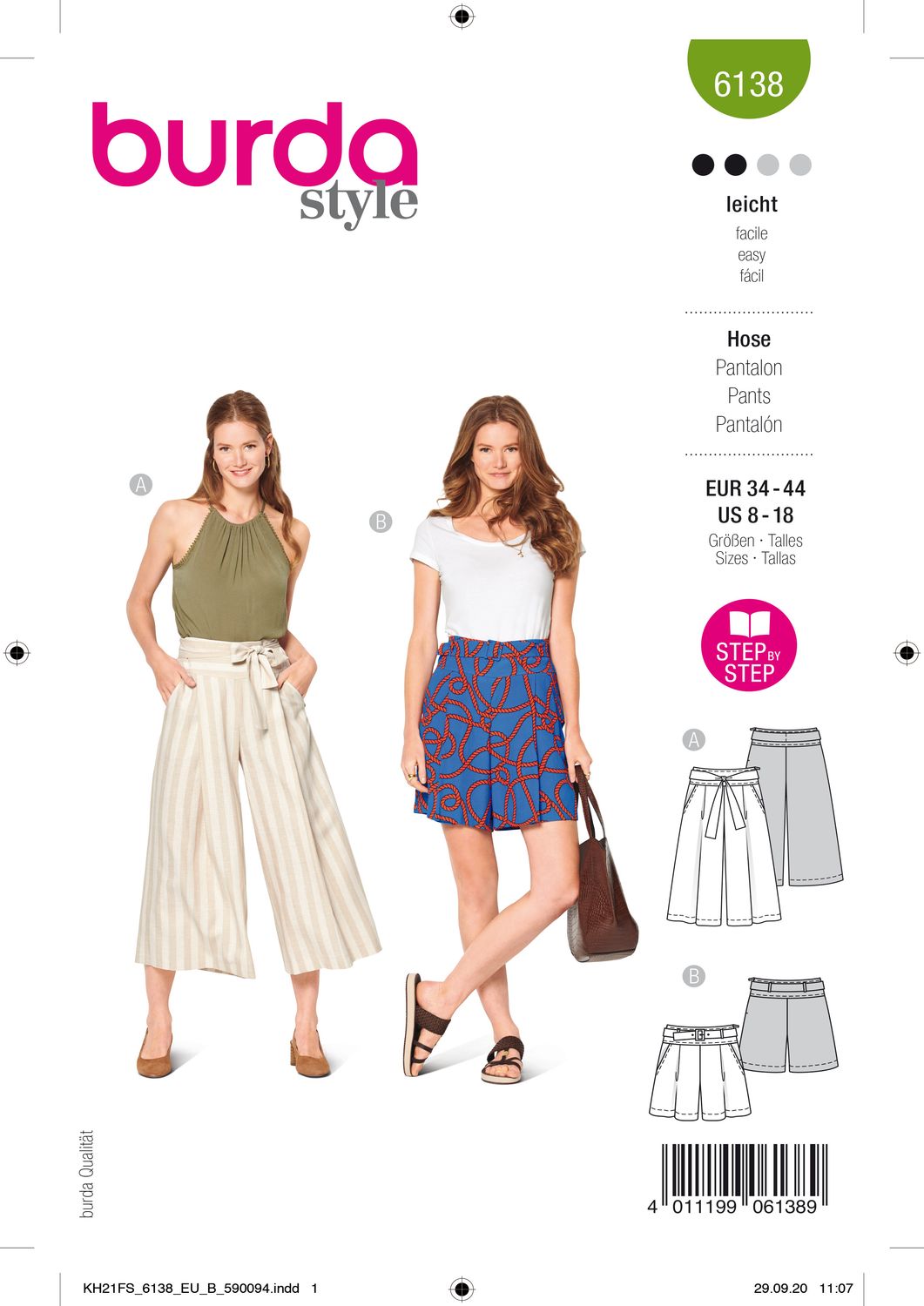 👖 Burda mönster 6138 – Byxkjol eller shorts med bred volym &amp; trendiga detaljer