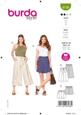 👖 Burda mönster 6138 – Byxkjol eller shorts med bred volym &amp; trendiga detaljer