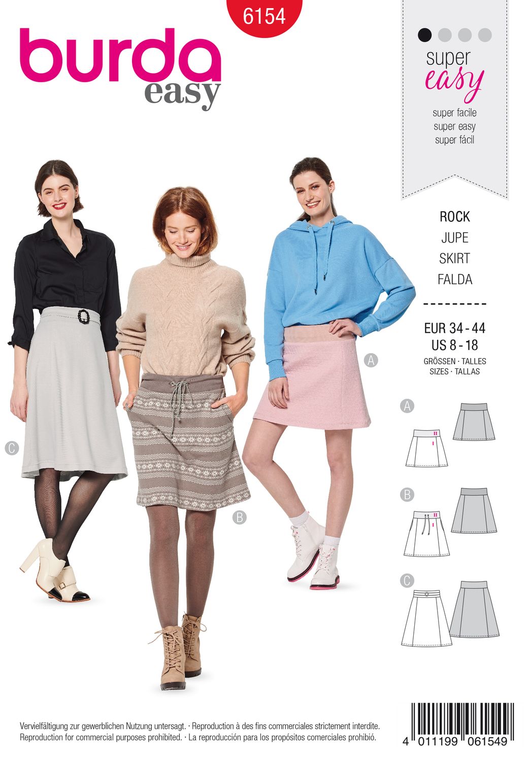 👗 Burda mönster 6154 – Kjol med stretchmidja &amp; fickdetaljer