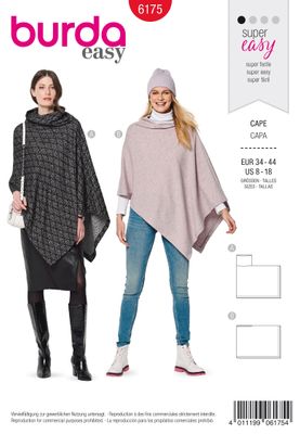 🧥 Burda mönster 6175 – Enkel cape/poncho med rullkrage