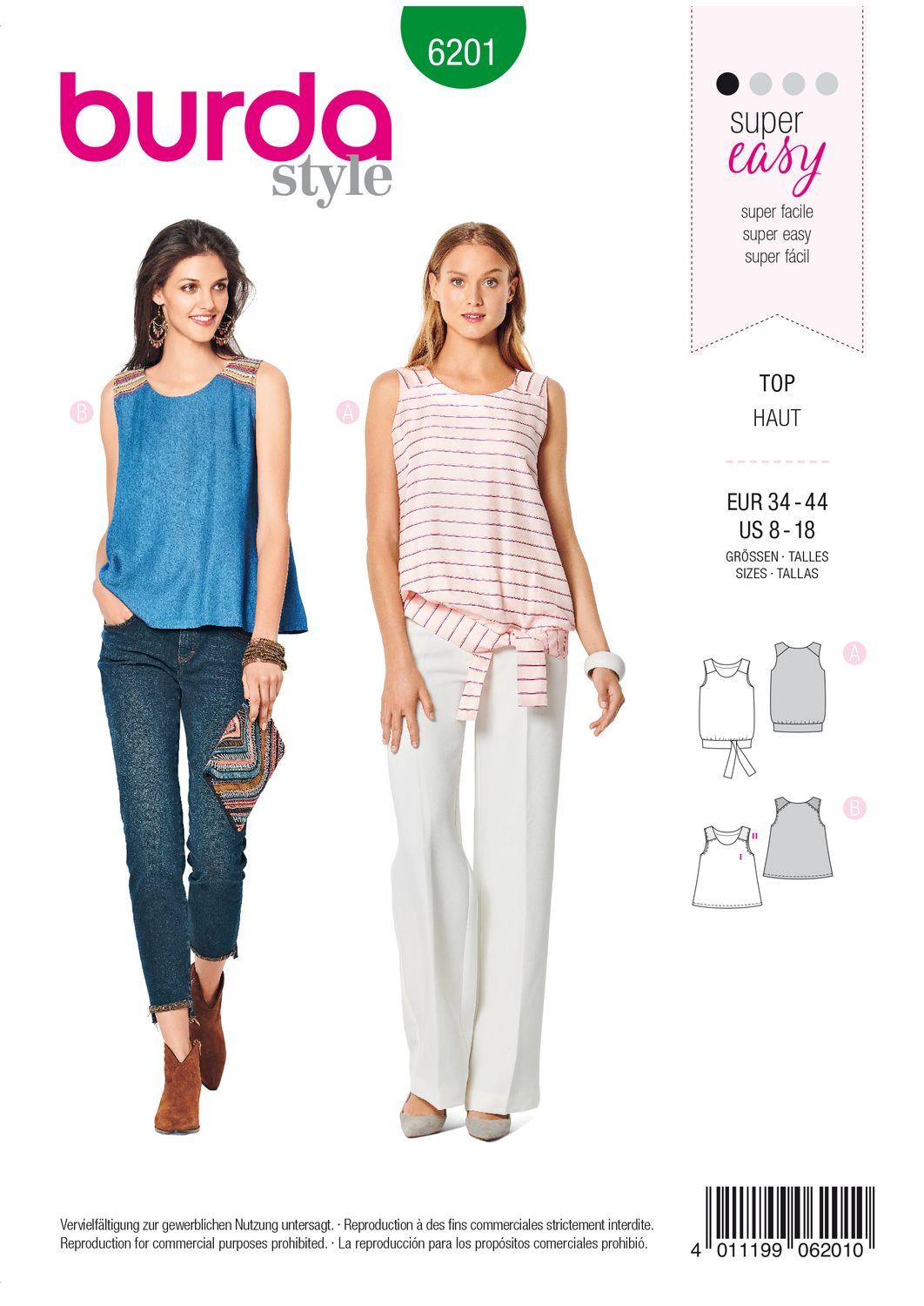 👚 Burda mönster 6201 – Somriga toppar med variationer