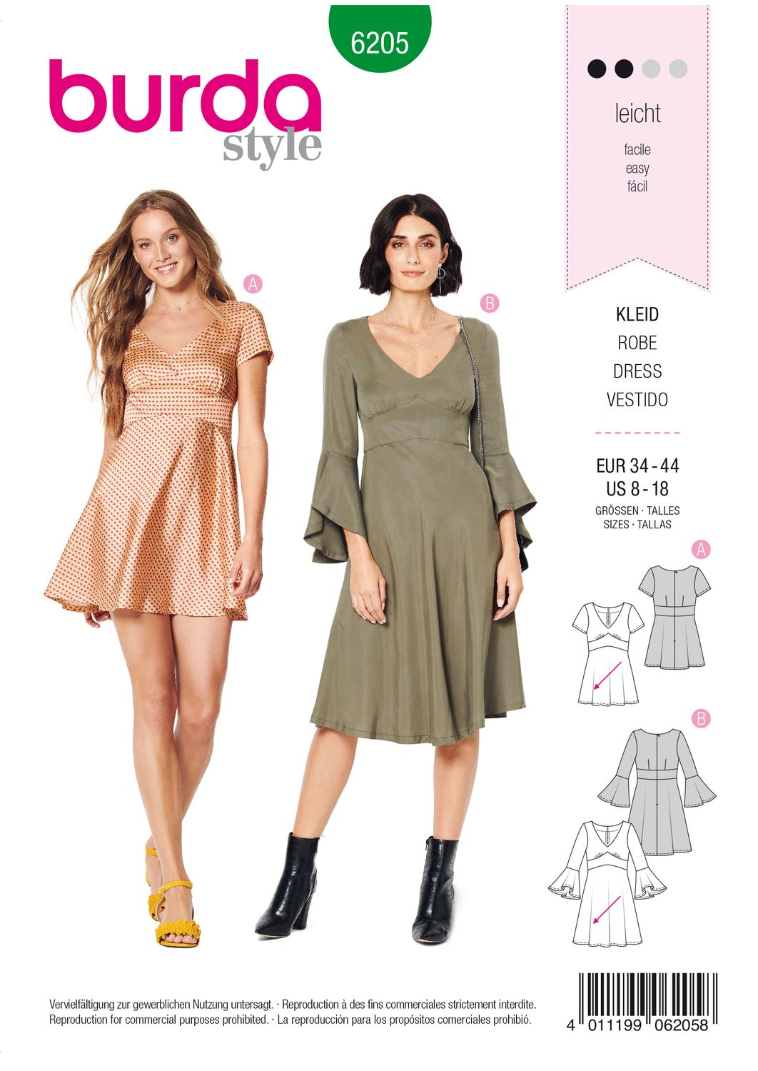👗 Burda mönster 6205 – Swingklänning med empireliv