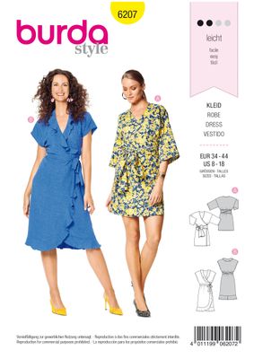 👗 Burda mönster 6207 – Omlottklänningar med knytband