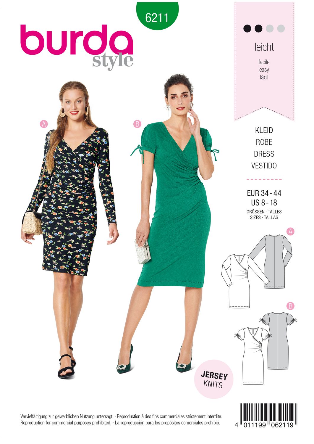 👗 Burda mönster 6211 – Chic omlottklänning i trikå