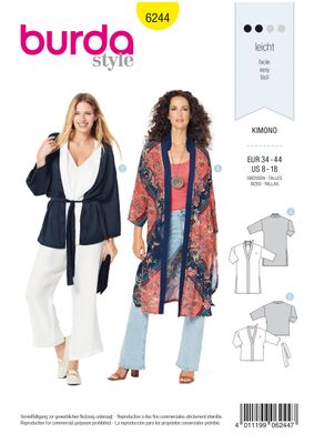 👘 Burda mönster 6244 – Klassisk kimono‑jacka eller tunn sommarkappa
