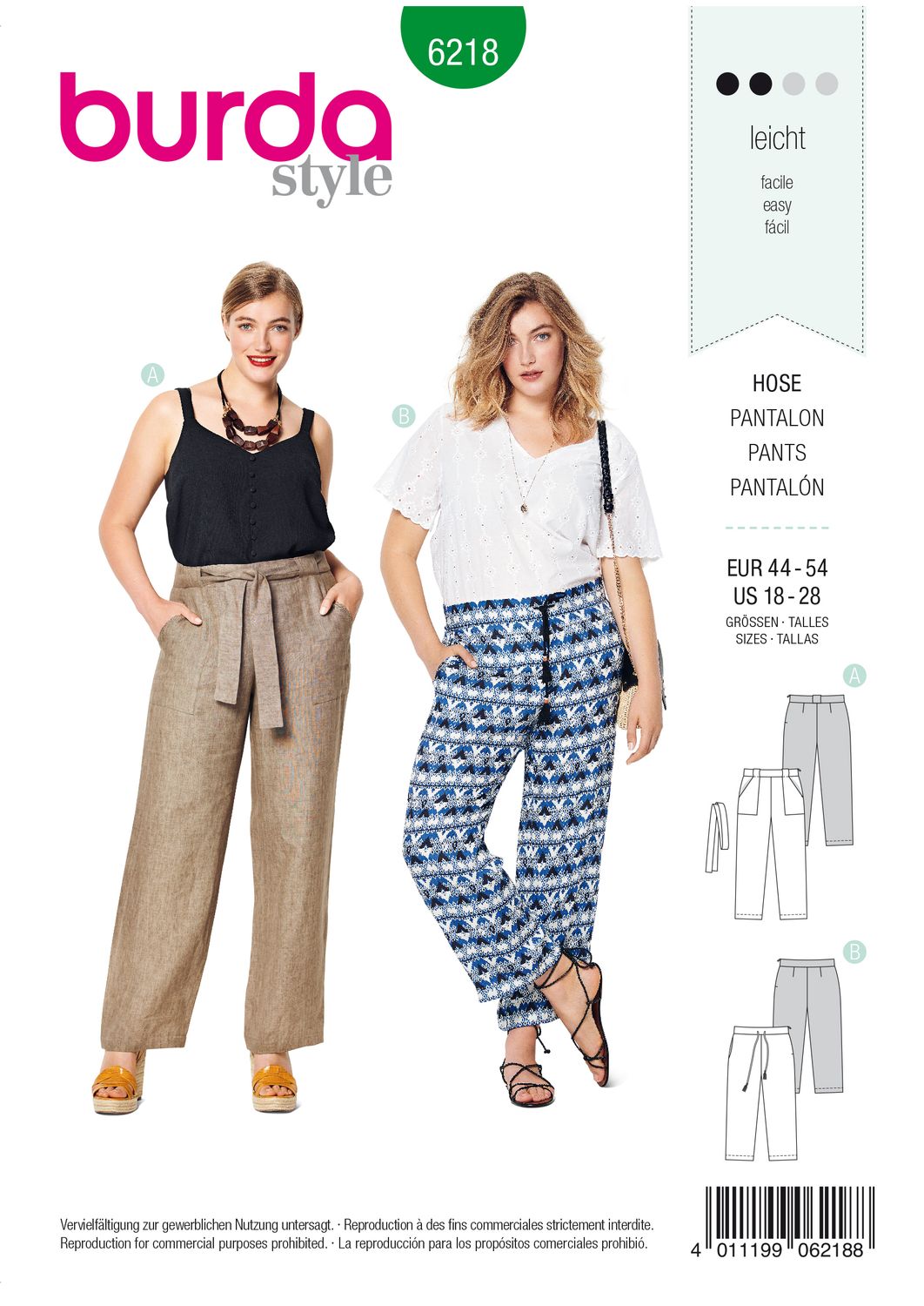 👖 Burda mönster 6218 – Rak byxa med midja och fickor