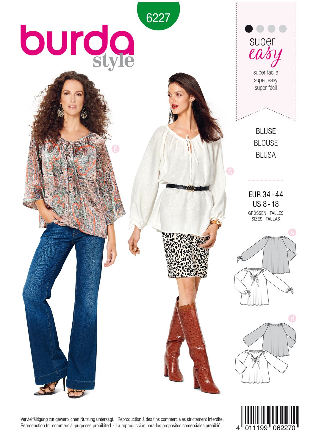 👚 Burda mönster 6227 – Carmenblus med dragsko i halsringning