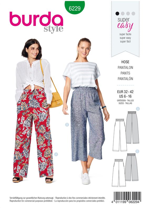 👖 Burda mönster 6229 – Vide pull-on-byxor i två längder