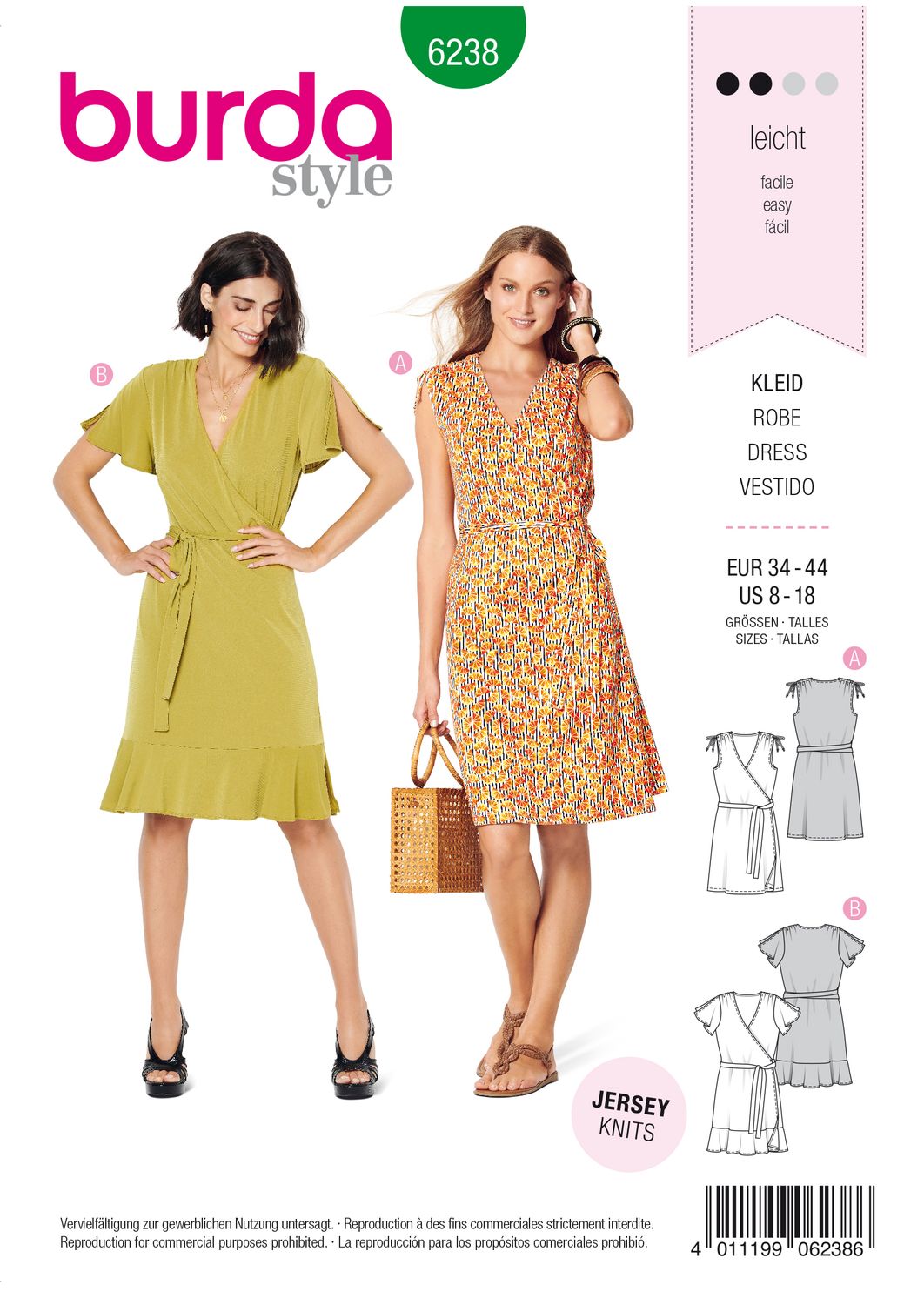 👗 Burda mönster 6238 – Wrap-klänning med fållvolang