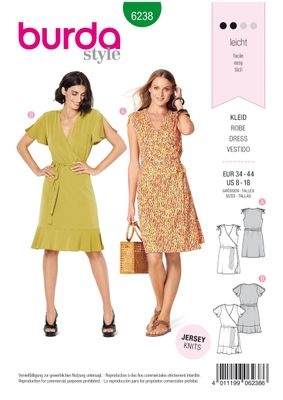 👗 Burda mönster 6238 – Wrap-klänning med fållvolang