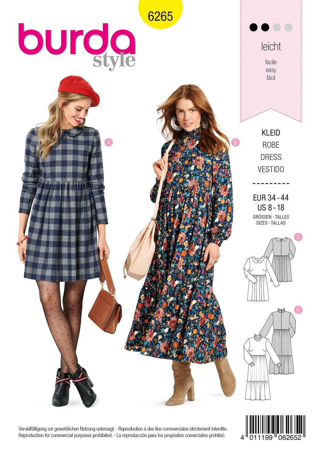 👗 Burda mönster 6265 – Tunna &amp; långklänningar med volanger