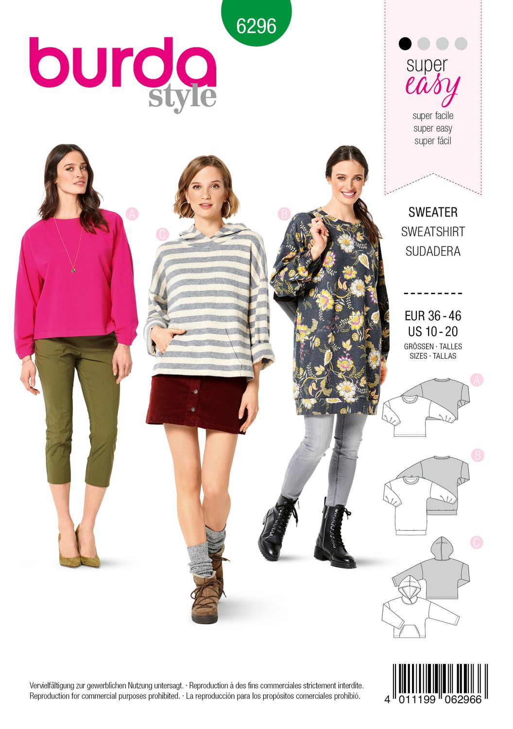 ⭐ Burda mönster 6296 – Klassisk sweatshirt för dam
