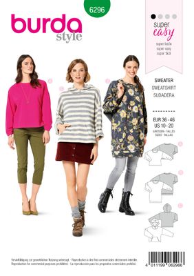 ⭐ Burda mönster 6296 – Klassisk sweatshirt för dam