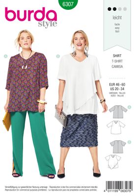👚 Burda mönster 6307 – Asymmetrisk topp i plusstorlekar
